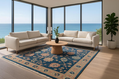8x10 ft Oushak Rug: Hand-Knotted Wool Modern Boho Carpet