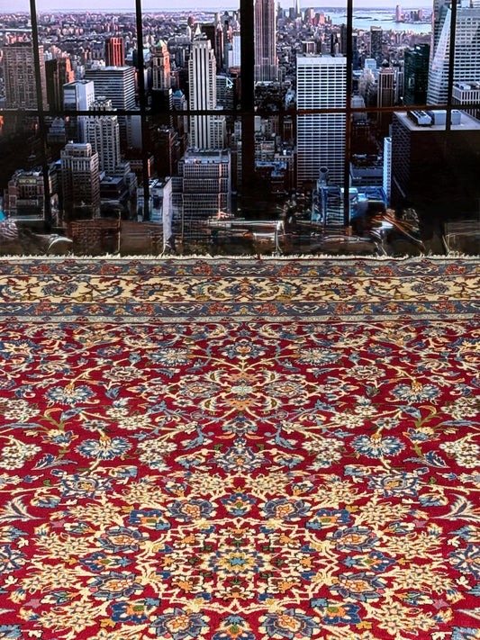 9x13 ft. Signed Vintage 1990s Tabriz Rug: Hand Knotted Wool Oriental Area Carpet