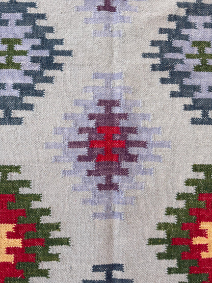 5x8 ft Handmade Kilim Rug: Flat Weave Wool, Modern Boho Decor