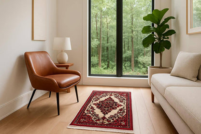 4x2 ft Vintage 1980s Saroukh Wool Rug: Hand-Knotted Oriental Carpet