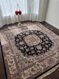 8x8 ft Signed 1970s Hand-Knotted Tabriz Rug: Silk & Wool Vegetable Dye Carpet
