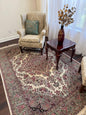9x6 ft Tabrizz 1970s Vintage Silk Wool Rug: Hand Knotted Oriental Carpet, 400 KPSI