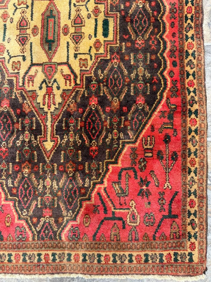 2x3 ft Vintage Anatolian Rug: 1930s Hand-Knotted Wool Geometric Carpet