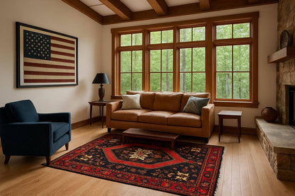 4x6 ft. Vintage Tribal Wool Rug: Hand-Knotted Geometric Village Anatolian Carpet