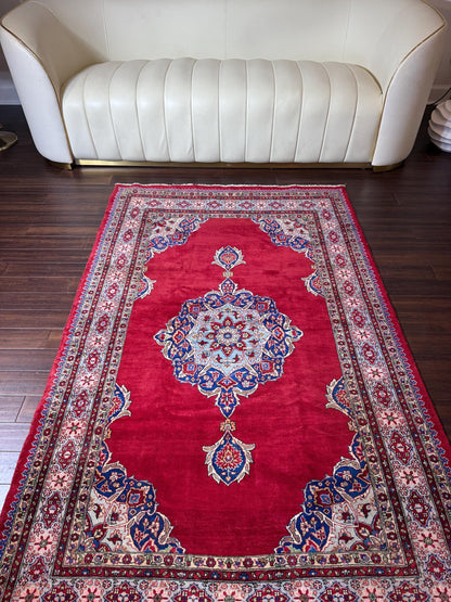7x4 ft 1960s Amazing Hand Knotted Vintage Traditional Agra Wool Area Rug