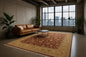 9x12 ft Tabriz Rug Oushak Style: Hand Knotted Wool Carpet with Rust & Olive Floral Design