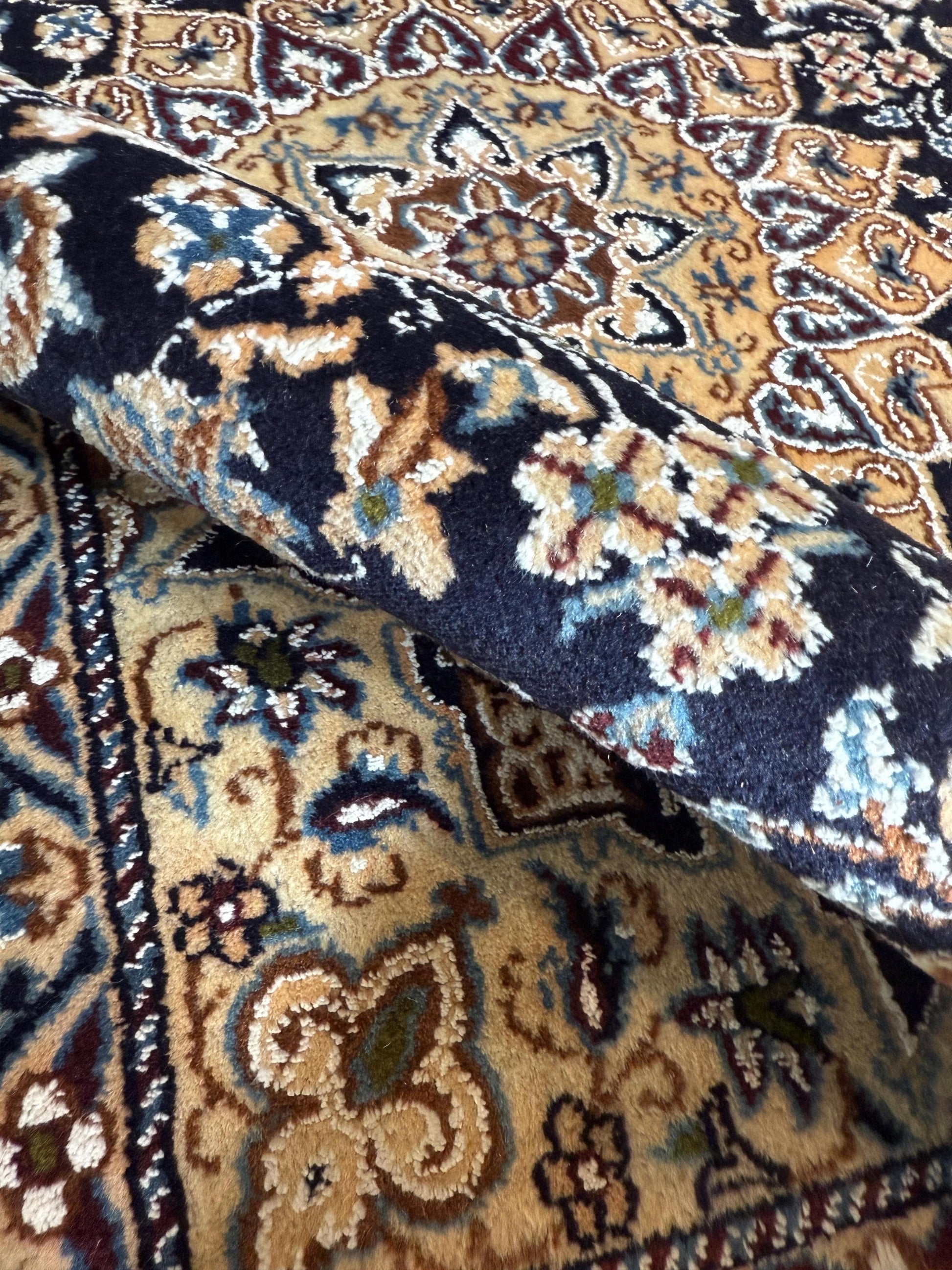 4x3 ft. Vintage Naeen Rug: 1960s Hand-Knotted Wool & Silk Oriental Carpet