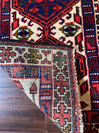 4x2 ft Hand-Knotted Wool Baghtiyaar Rug Vintage Oriental Accent