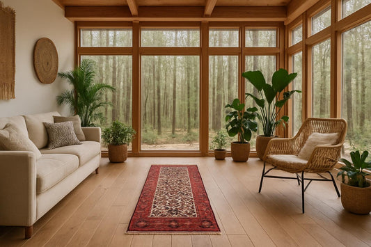 3x9 ft 1950s Vintage Anatolian Wool Runner Rug: Hand Knotted Wool Geometric Tribal Carpet, Village Hallway Rug