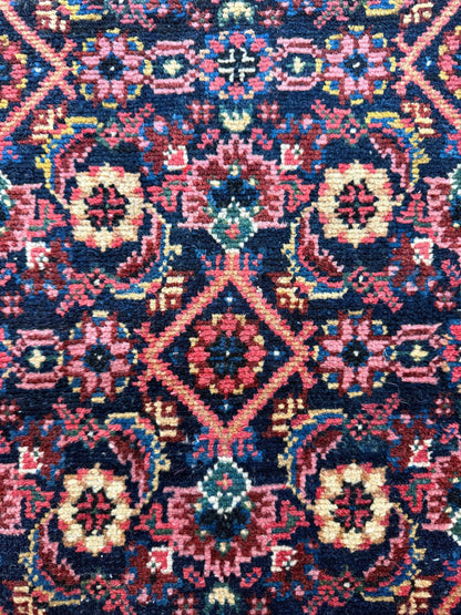 12x3 ft Antique 1950s Malayaar Runner Rug: Hand Knotted Wool Tribal Hallway Carpet, Vintage Nomadic Design