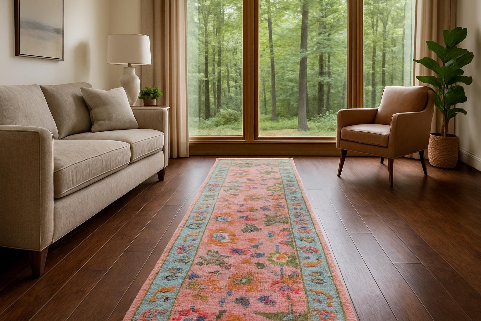 2.1x8 ft Handmade Oushak Runner Rug: Bohemian Hallway Carpet