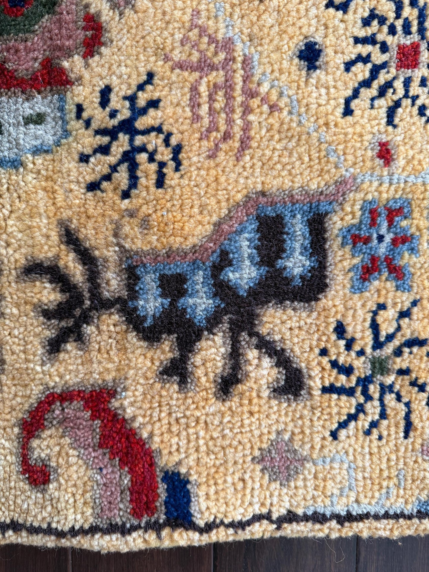 2.6 x 7.10 ft Hand Knotted Oushak Runner Rug: Bohemian Wool Hallway Carpet