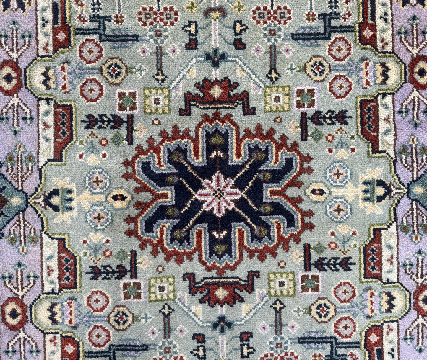 4x6 ft Handmade Heriz Oushak Rug: Modern Bohemian Wool Carpet