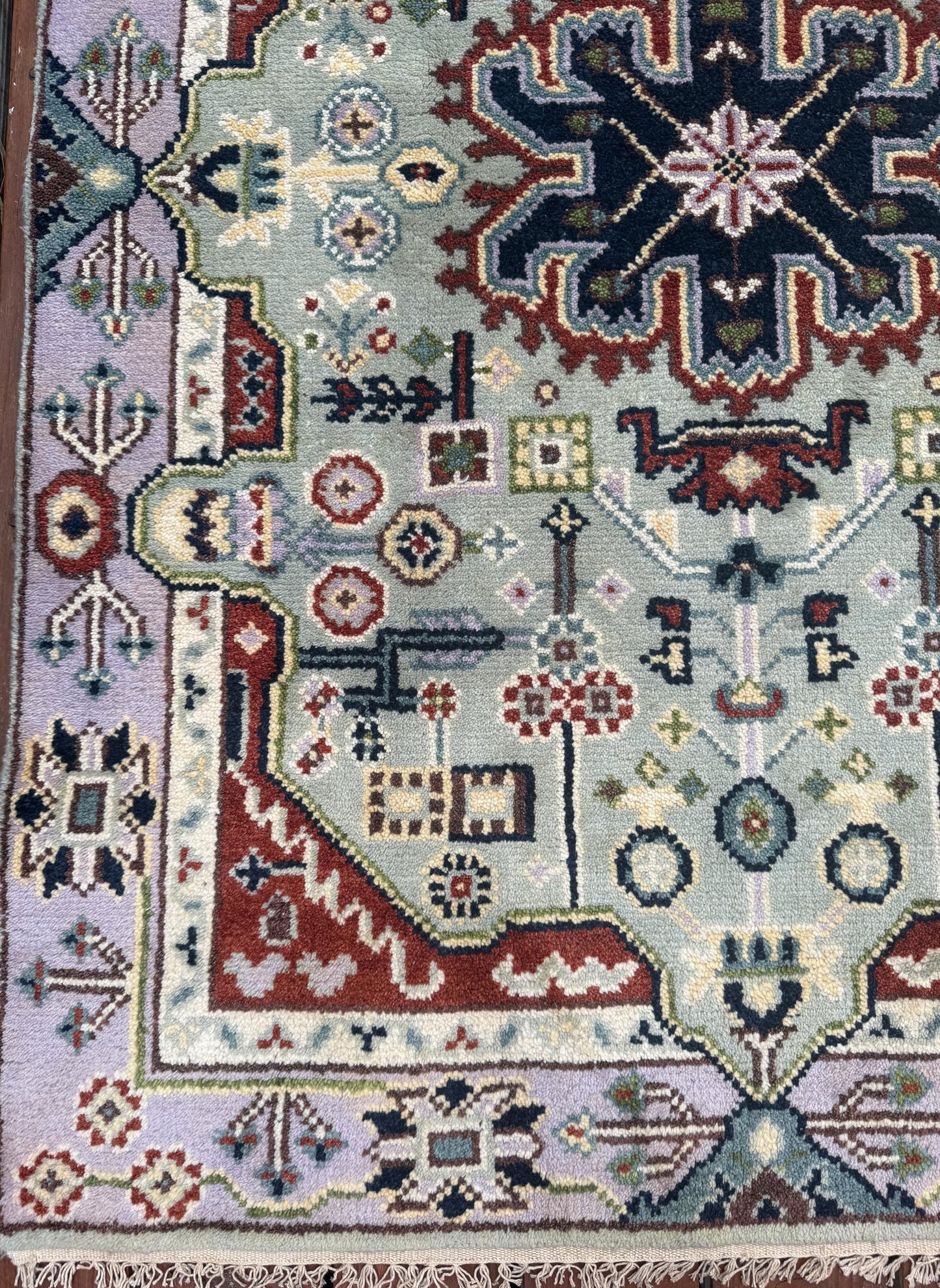 4x6 ft Handmade Heriz Oushak Rug: Modern Bohemian Wool Carpet