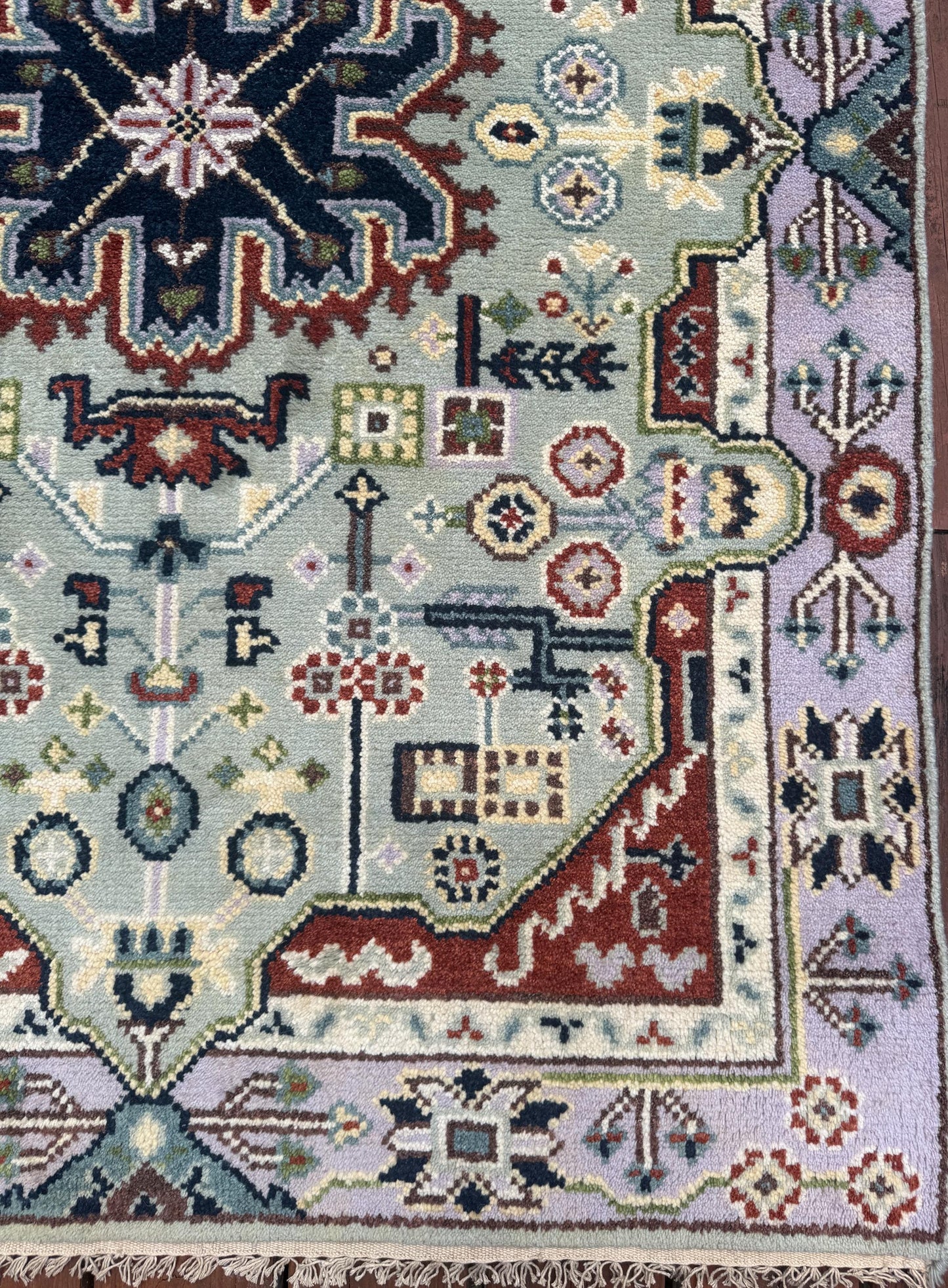4x6 ft Handmade Heriz Oushak Rug: Modern Bohemian Wool Carpet