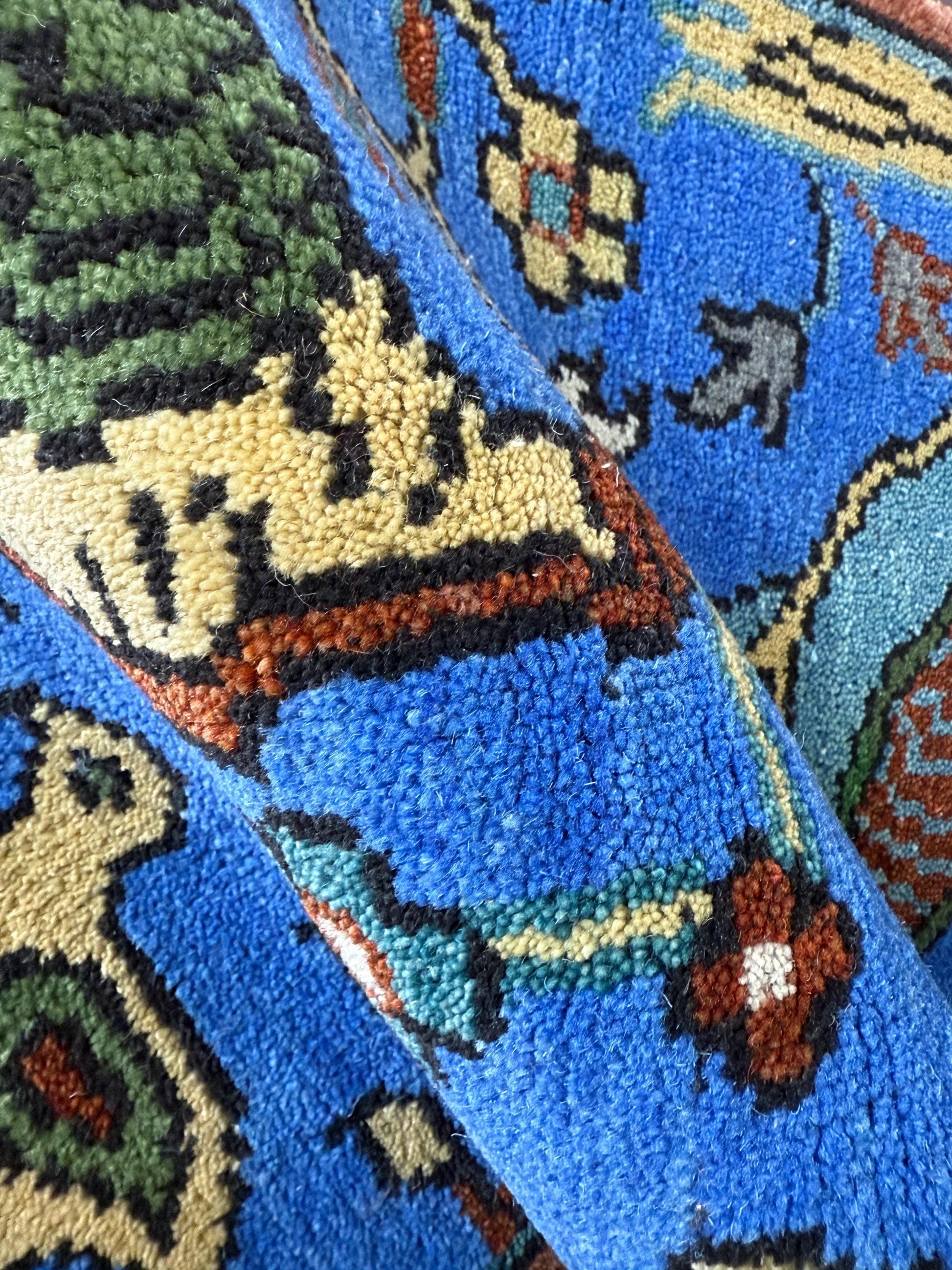 2x3 ft Handmade Oushak Rug: Tree of Life Wool Carpet