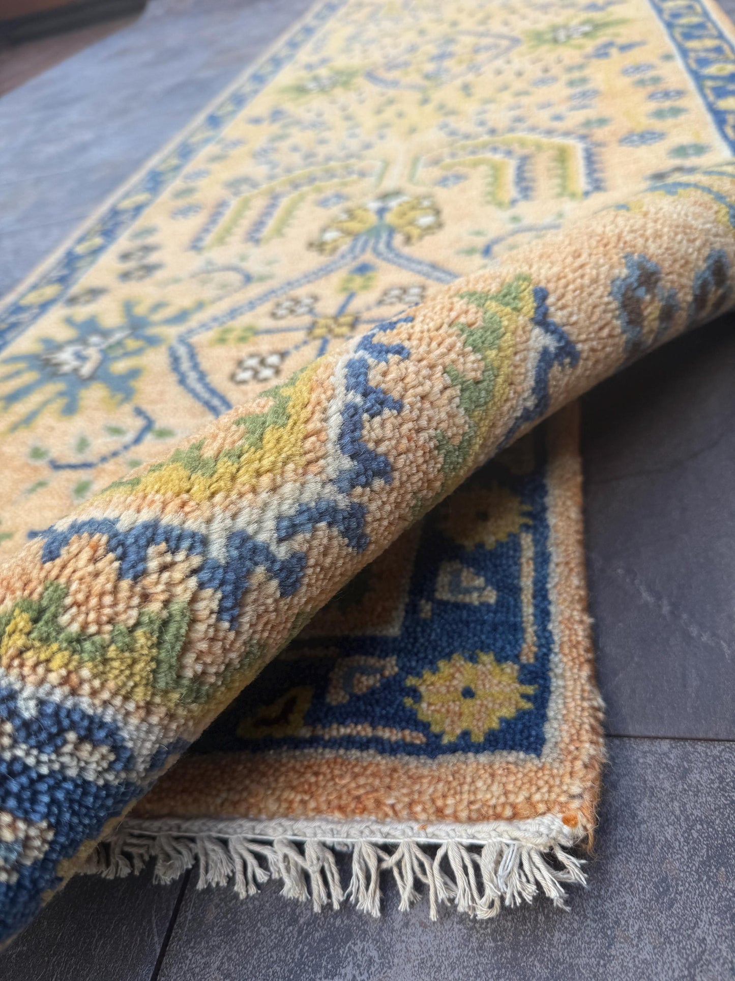 2x8 ft Hand Knotted Kazak Rug Runner: Geometric Hallway Carpet