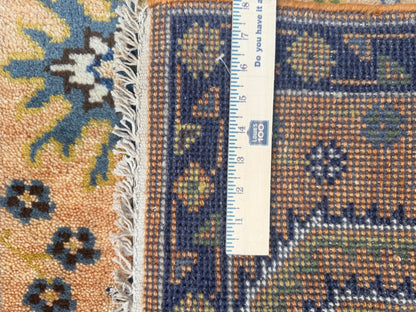 2x8 ft Hand Knotted Kazak Rug Runner: Geometric Hallway Carpet