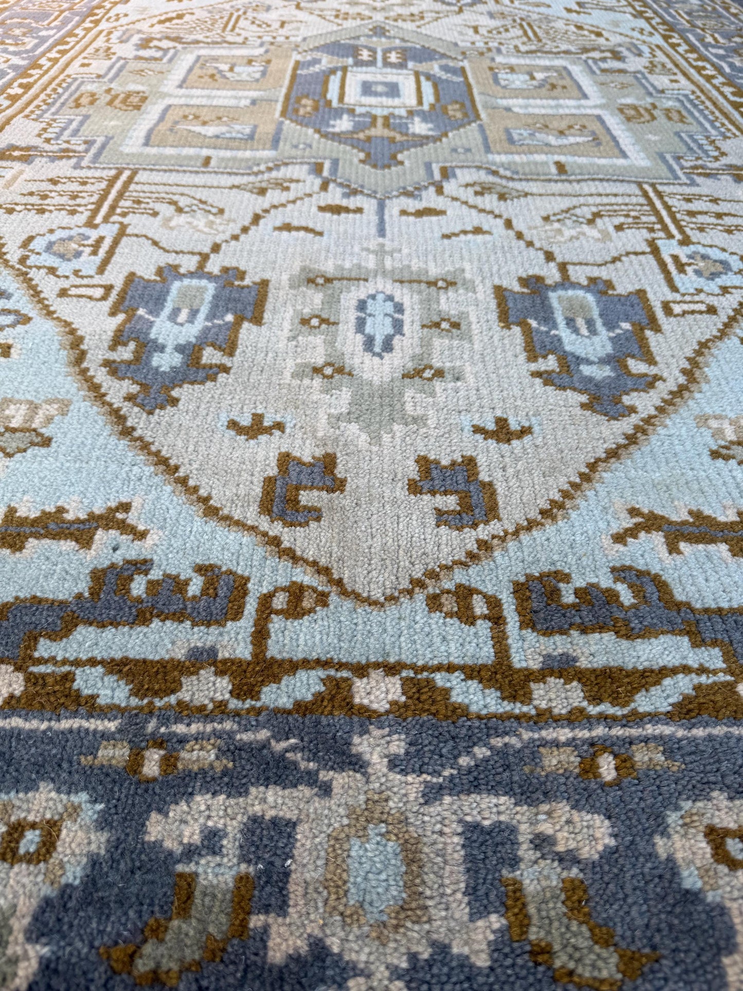 5x7.9 ft Wool Rug: Vintage-Style Kazak Geometric Area Carpet