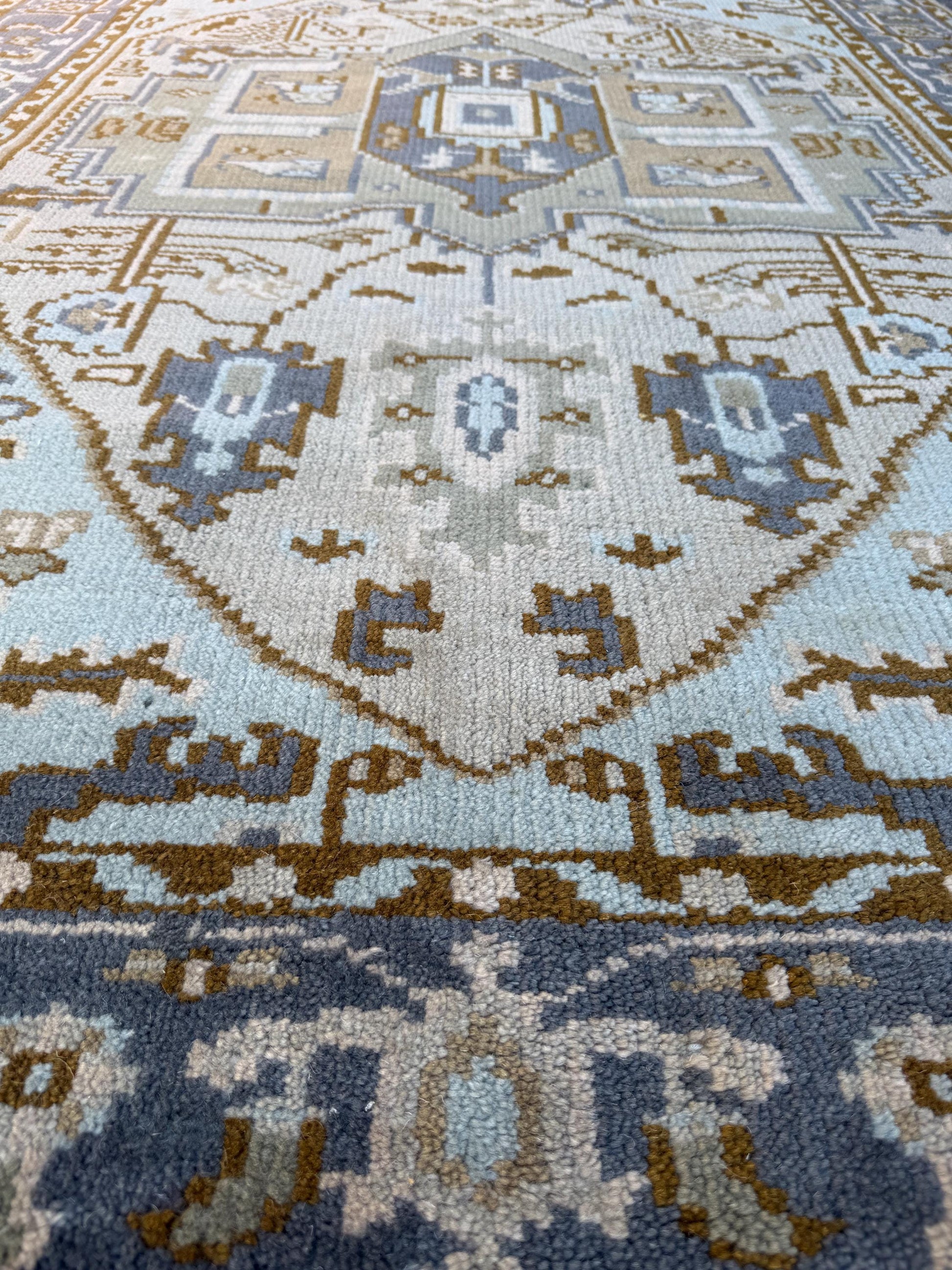 5x7.9 ft Wool Rug: Vintage-Style Kazak Geometric Area Carpet