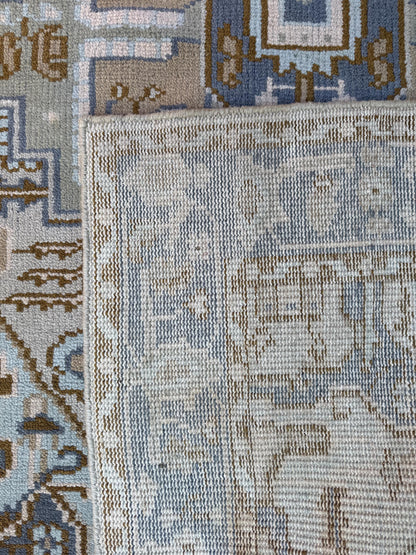 5x7.9 ft Wool Rug: Vintage-Style Kazak Geometric Area Carpet