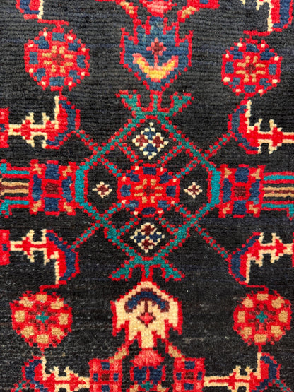 3x10 ft Vintage 1970s Hamidoun Runner Rug: Hand Knotted Wool Tribal Hallway Village Design Carpet