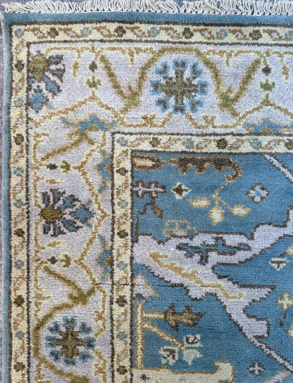 4x6 ft. Hand-Knotted Vintage Turkish Oushak Rug: Boho Wool Area Carpet