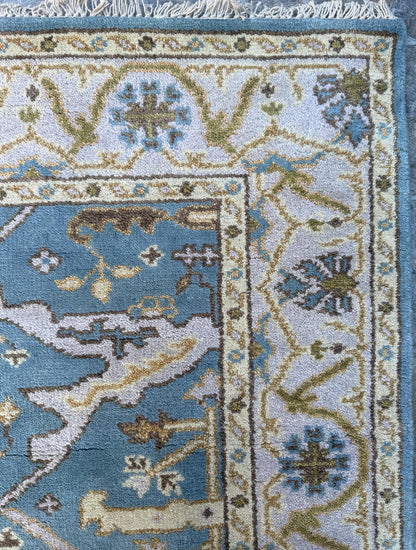 4x6 ft. Hand-Knotted Vintage Turkish Oushak Rug: Boho Wool Area Carpet