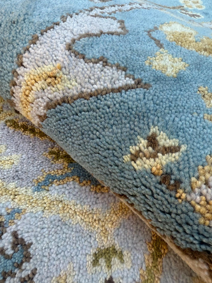 4x6 ft. Hand-Knotted Vintage Turkish Oushak Rug: Boho Wool Area Carpet