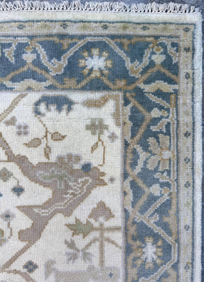 4x6 ft Handmade Oushak Wool Rug: Modern Bohemian Decor