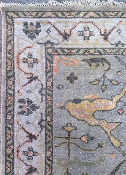 4x6 ft Hand-Knotted Oushak Rug: Bohemian Wool Area Carpet