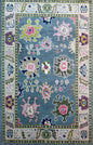 4x6.3 ft Hand-Knotted Wool Oushak Rug: Modern Bohemian Carpet