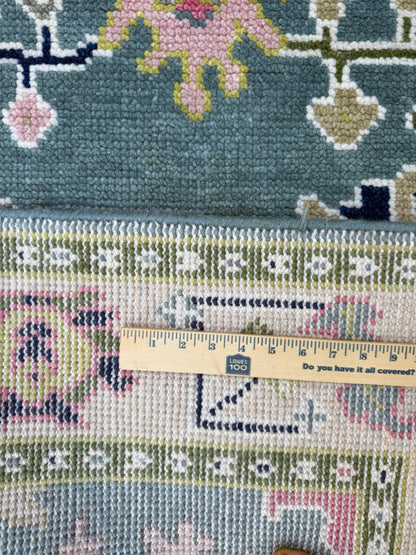 4x6.3 ft Hand-Knotted Wool Oushak Rug: Modern Bohemian Carpet