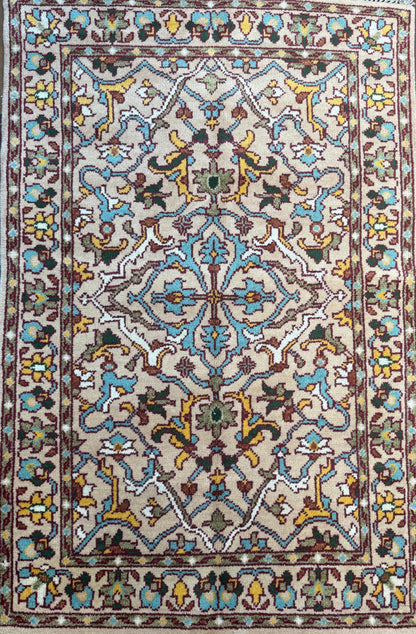 4x6 ft Hand-Knotted Oushak Rug: Wool, Geometric Boho
