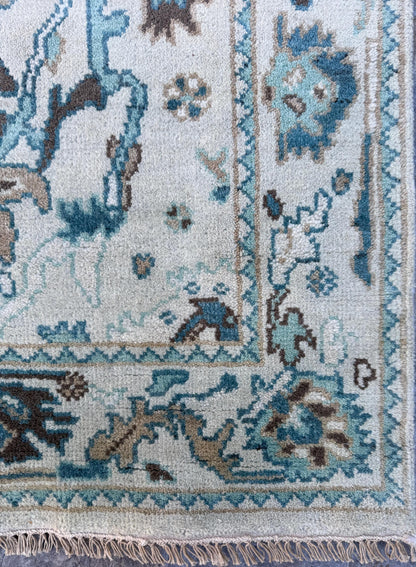 4x6 ft Hand Knotted Wool Oushak Rug: Modern Bohemian Carpet