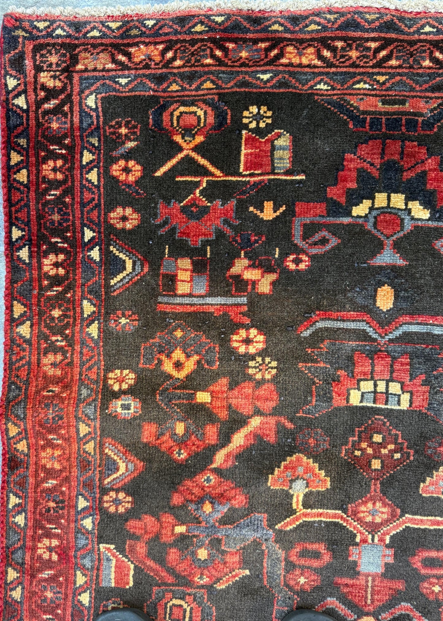 Signed Vintage Turkish Rug: 1920s Anatolian Tribal Wool Carpet