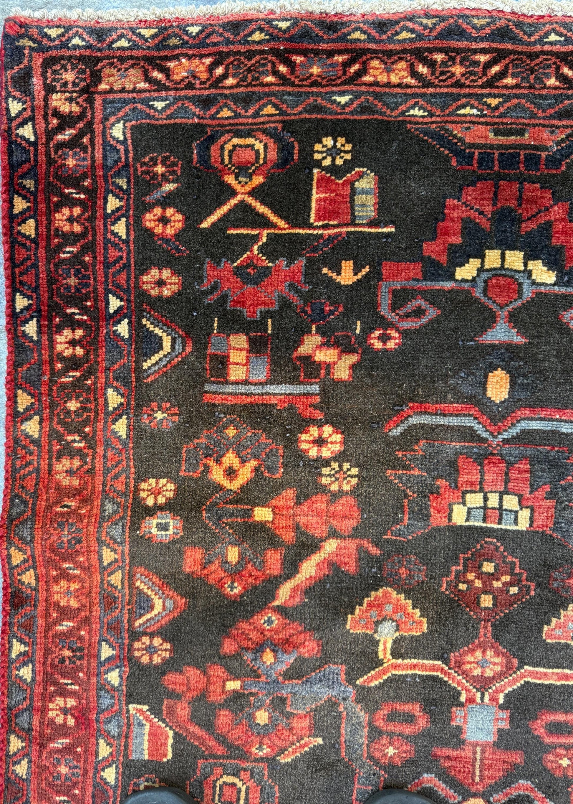 Signed Vintage Turkish Rug: 1920s Anatolian Tribal Wool Carpet