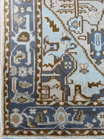 5x7.9 ft Wool Rug: Vintage-Style Kazak Geometric Area Carpet
