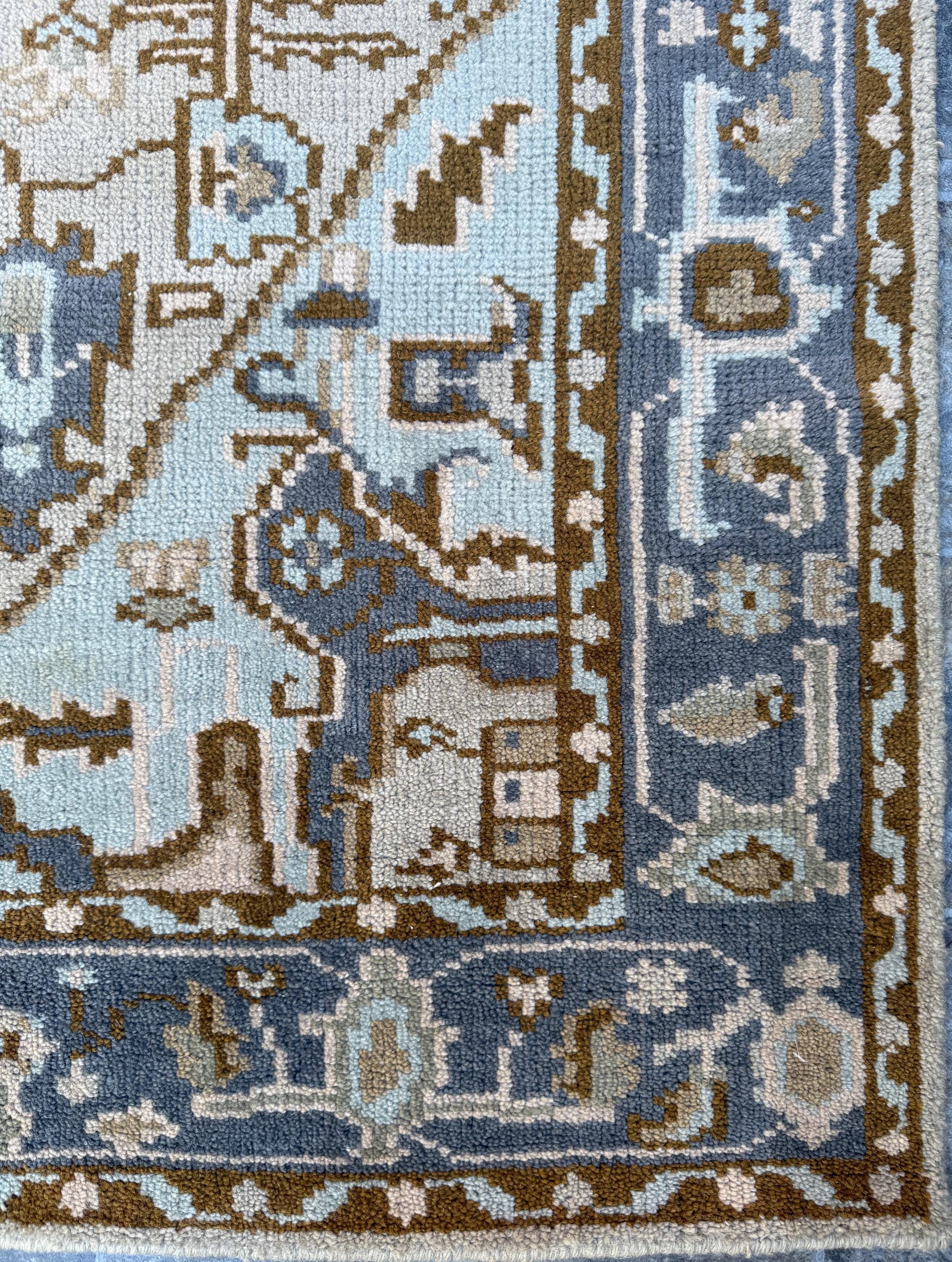 5x7.9 ft Wool Rug: Vintage-Style Kazak Geometric Area Carpet