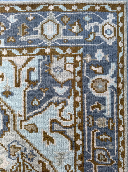 5x7.9 ft Wool Rug: Vintage-Style Kazak Geometric Area Carpet