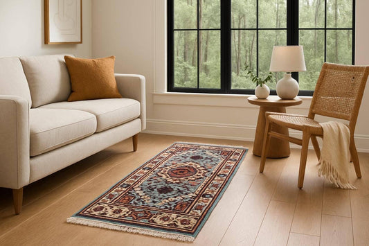 2x4 ft. Hand-Knotted Turkish Serapi Heriz Wool Rug: Vibrant Accent Carpet