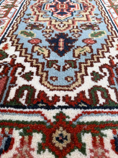 2x4 ft. Hand-Knotted Turkish Serapi Heriz Wool Rug: Vibrant Accent Carpet