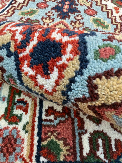 2x4 ft. Hand-Knotted Turkish Serapi Heriz Wool Rug: Vibrant Accent Carpet