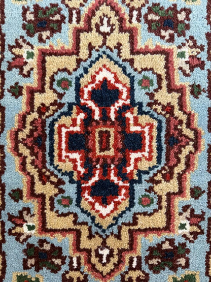 2x4 ft. Hand-Knotted Turkish Serapi Heriz Wool Rug: Vibrant Accent Carpet