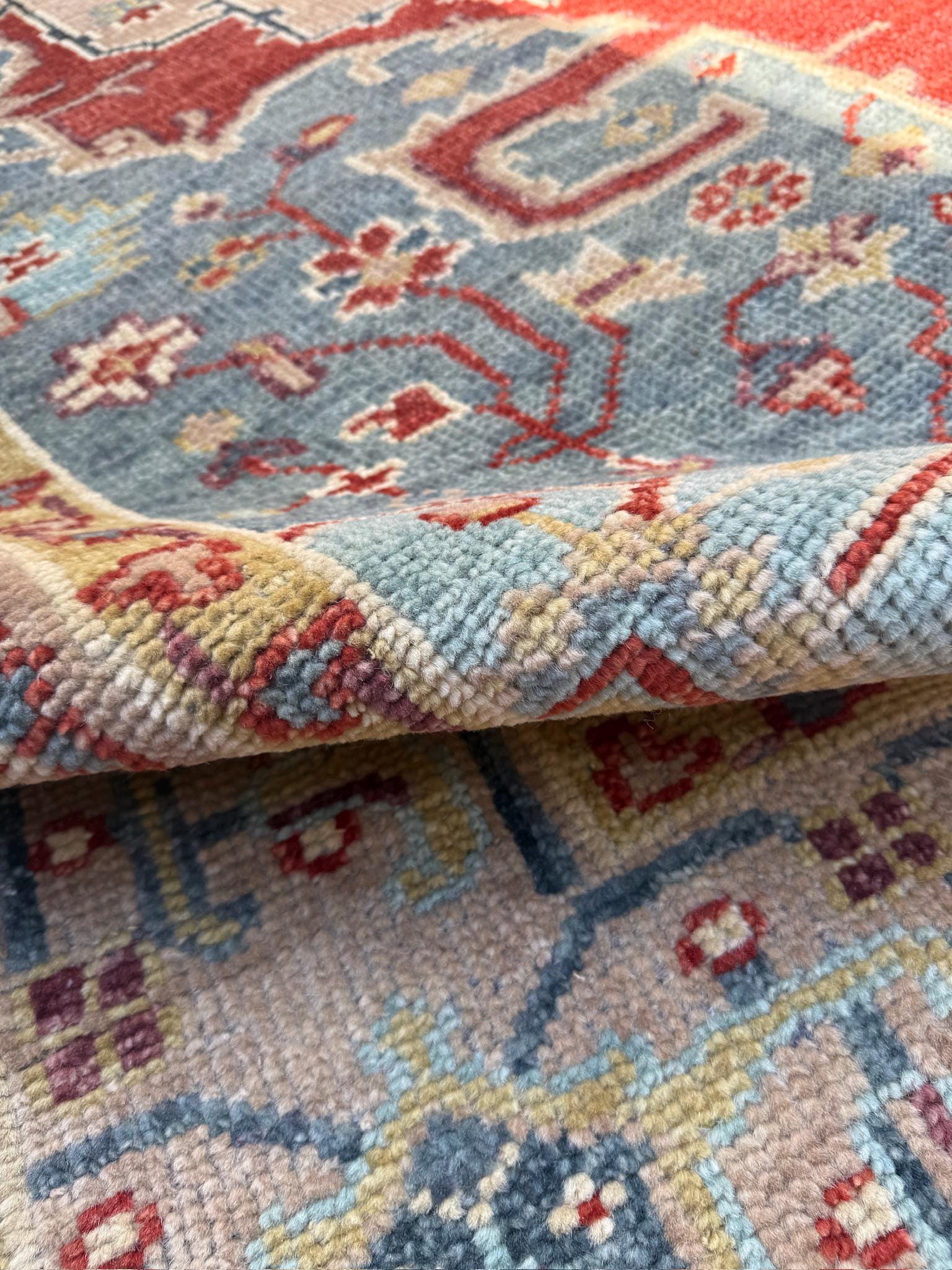 8x10 ft Turkish Heriz Rug: Hand Knotted Wool Oriental Carpet