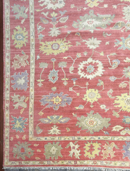8x10 ft Handmade Turkish Oushak Wool Rug: Modern Bohemian Carpet