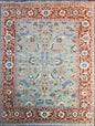 8x10 ft Hand-Knotted Heriz Wool Rug: Modern Geometric Carpet