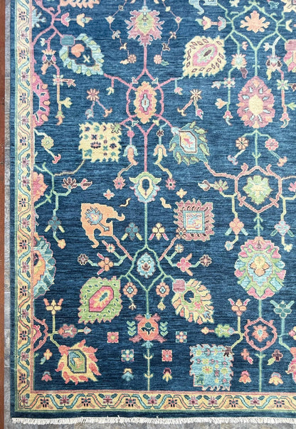 8x10 ft Oushak Rug: Hand-Knotted Wool Modern Boho Carpet