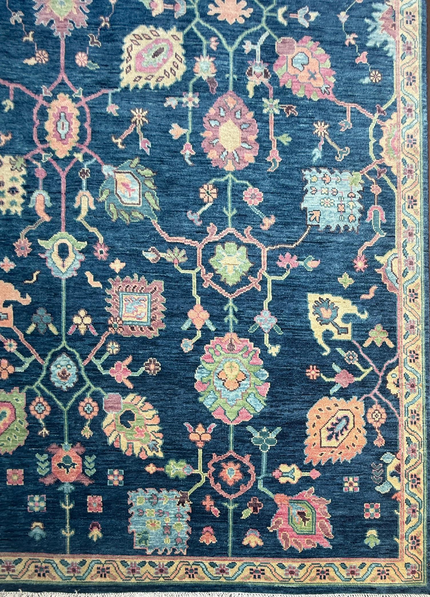 8x10 ft Oushak Rug: Hand-Knotted Wool Modern Boho Carpet