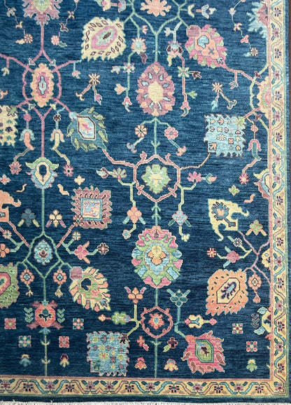 8x10 ft Oushak Rug: Hand-Knotted Wool Modern Boho Carpet